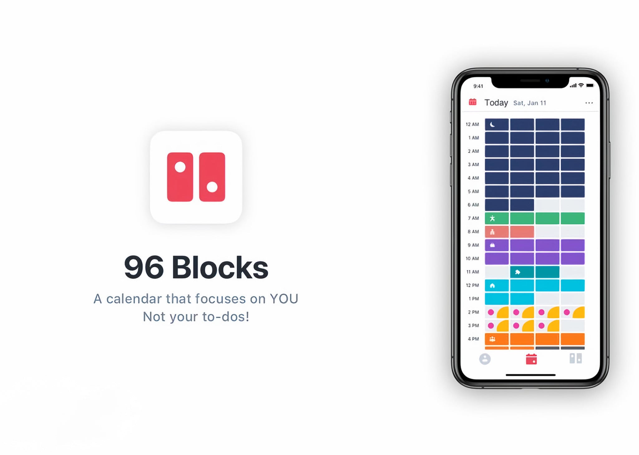 96 Blocks identity and calendar interface